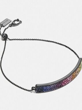 Coach Women’s Pavé Rainbow Bar Bracelet - Gunmetal Pride